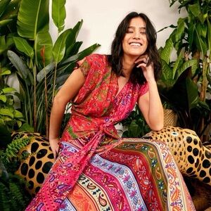 Farm Rio Bandana Waist Binding Midi Dress XL